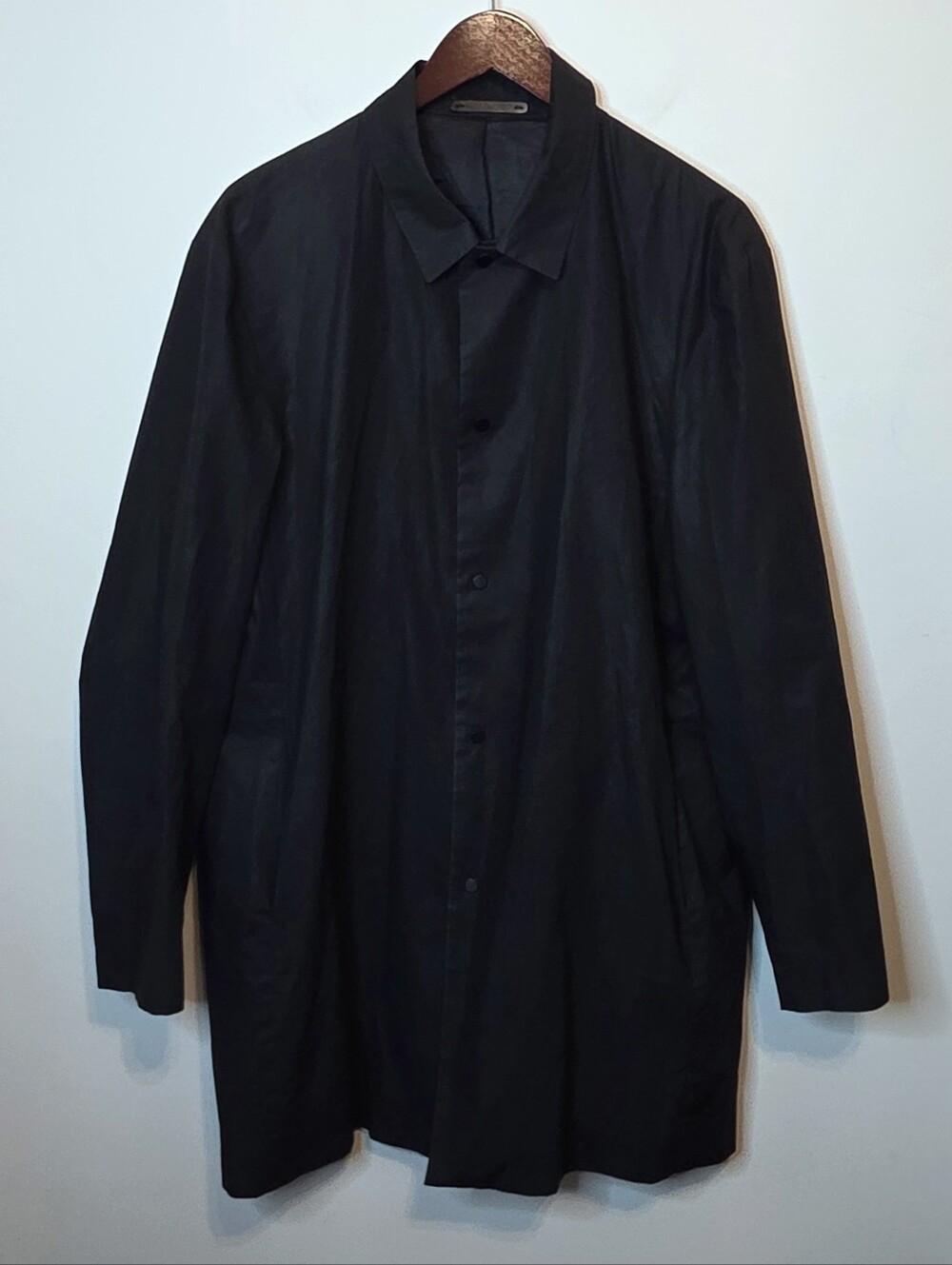 COS Men's Black Car Coat Jacket Mac Overcoat Size 42R Snap Button